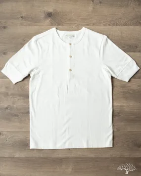 207 Loopwheel Short Sleeve Henley - White