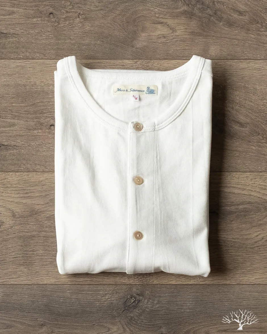 207 Loopwheel Short Sleeve Henley - White