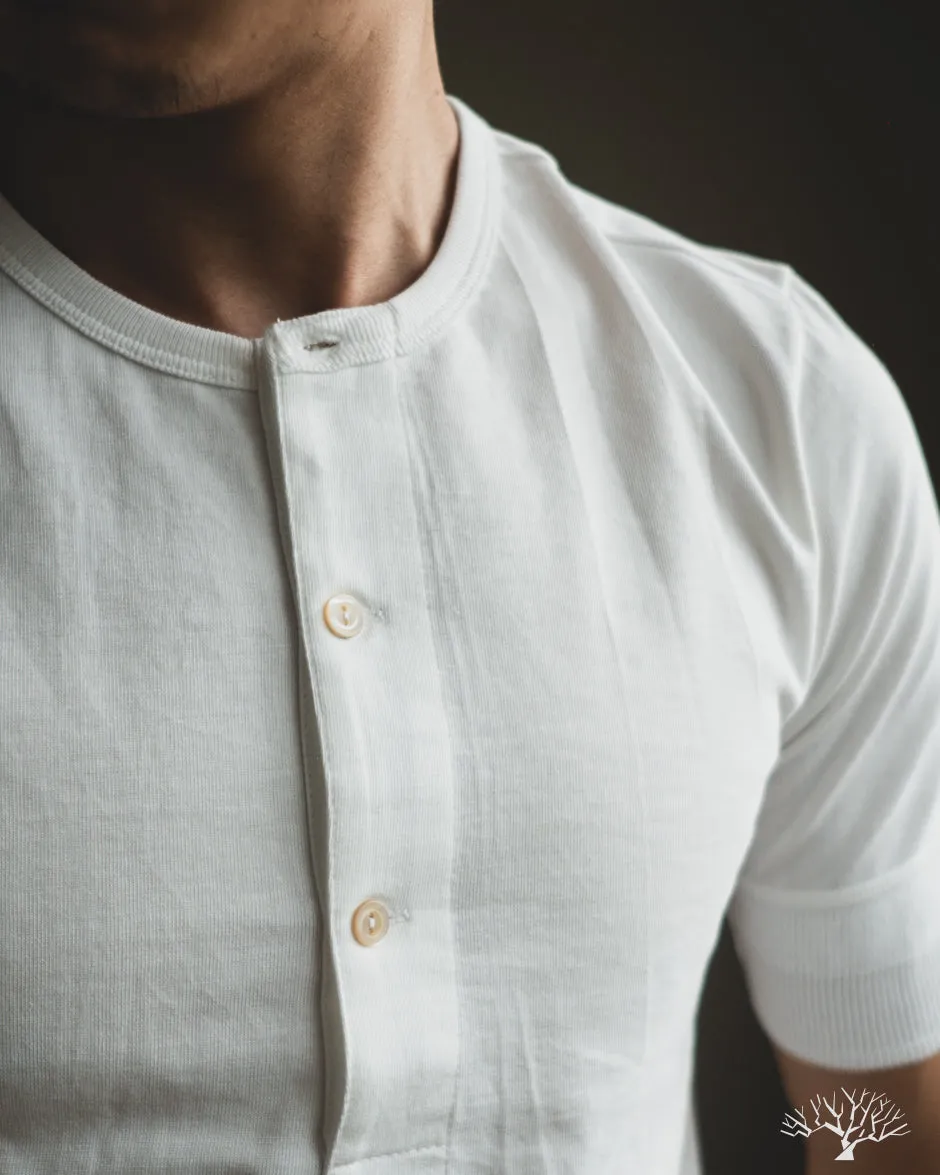 207 Loopwheel Short Sleeve Henley - White