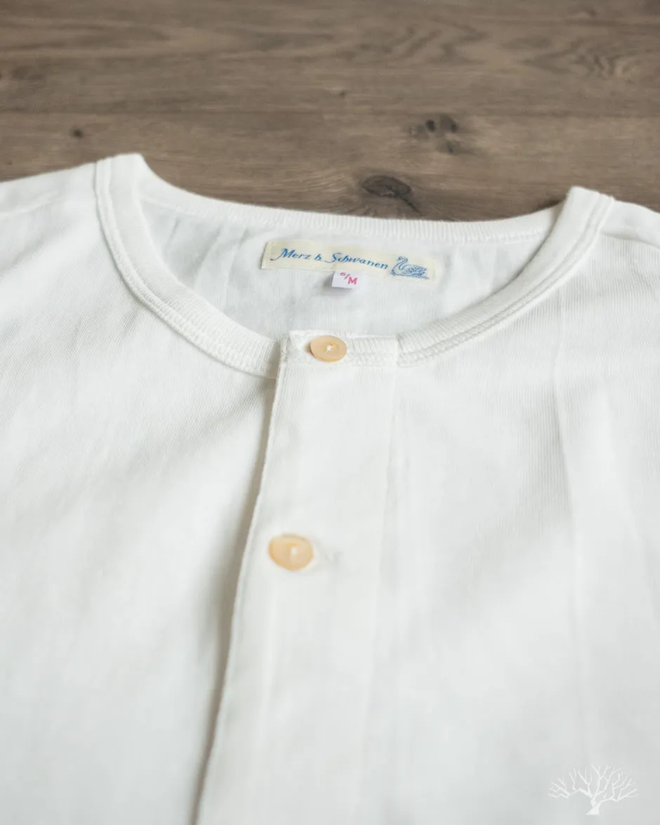 207 Loopwheel Short Sleeve Henley - White