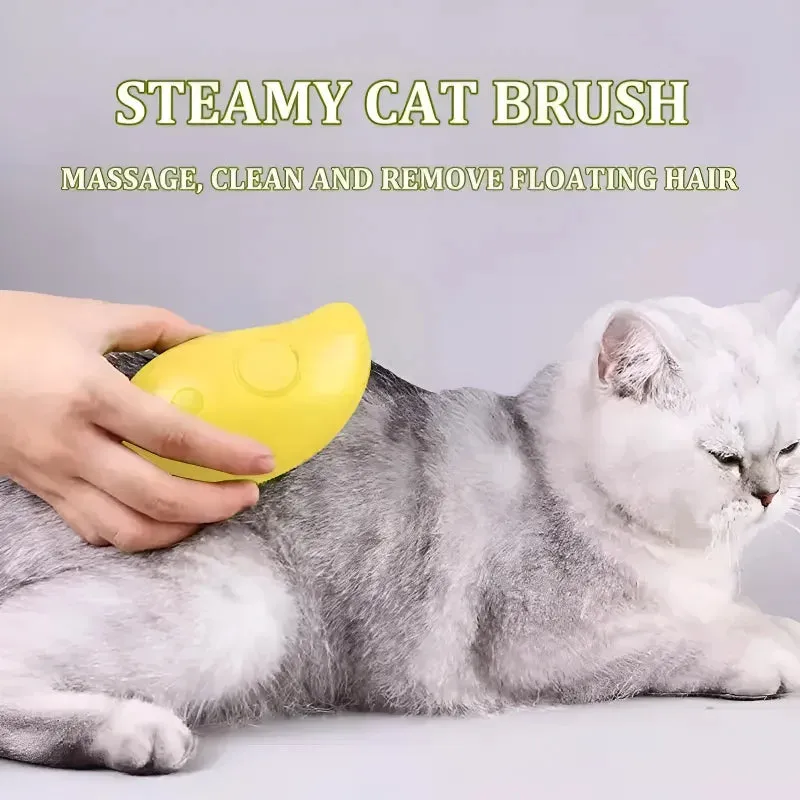 Abound Cat Deshedding Tool - 3-in-1 Electric Steam Brush for Grooming, Massage, and Shedding Control