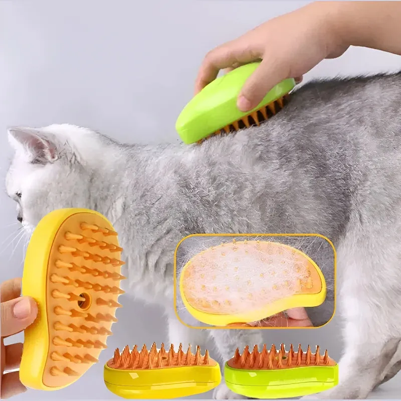 Abound Cat Deshedding Tool - 3-in-1 Electric Steam Brush for Grooming, Massage, and Shedding Control