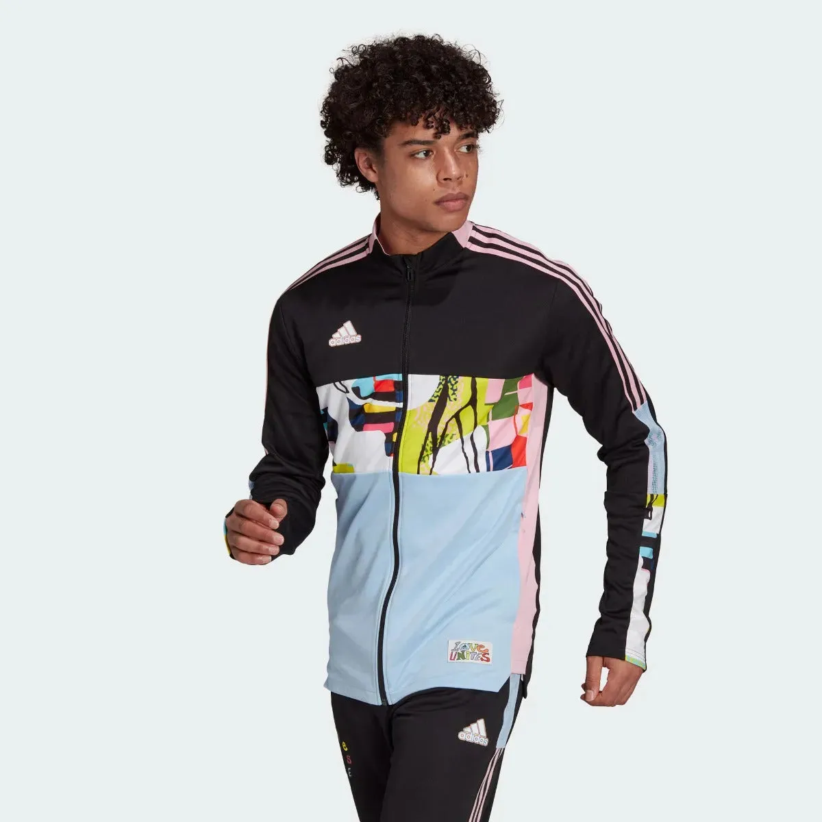 Adidas Love Unites Tiro Track Jacket - Black-Pink-Light Blue