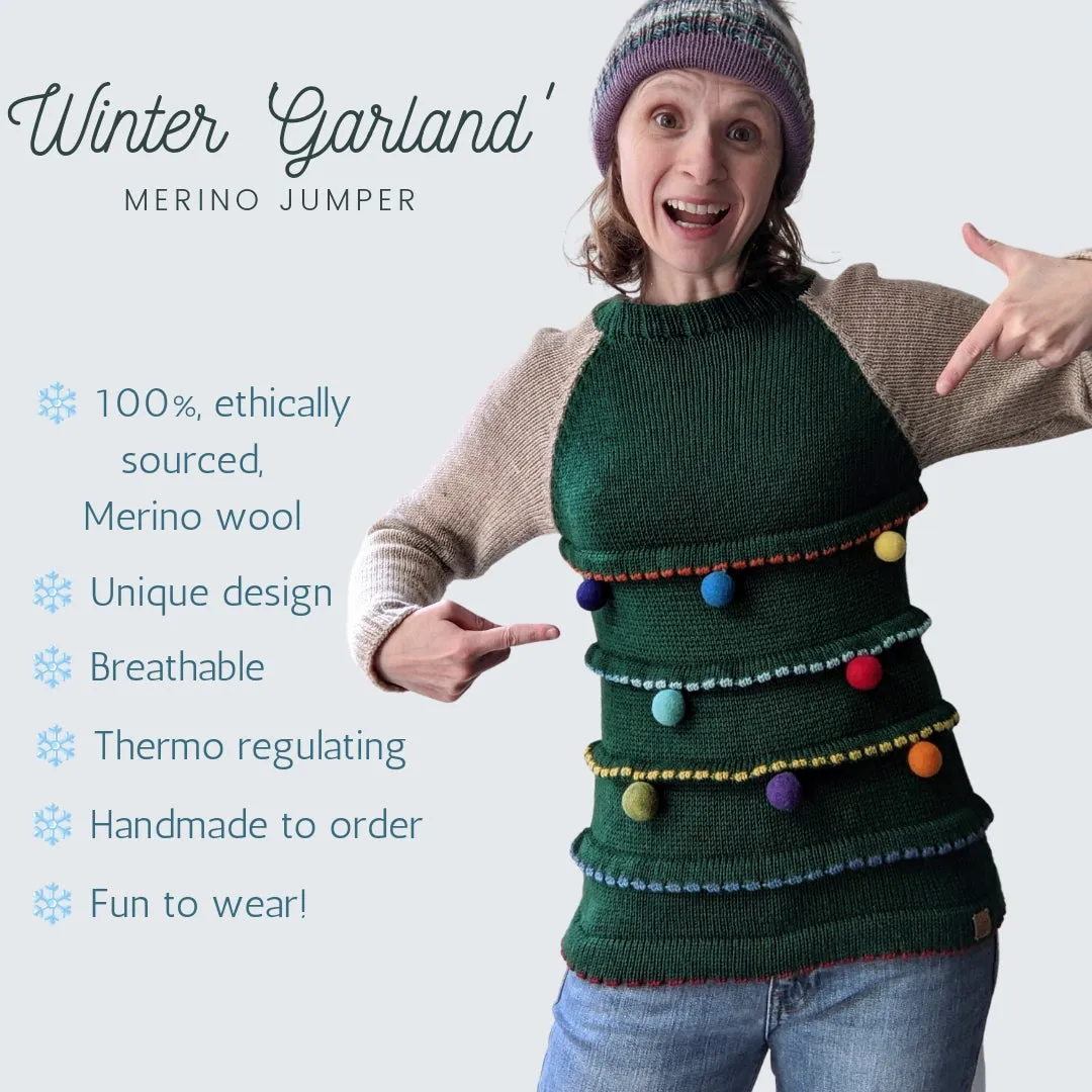 Adults Merino Wool Winter 'Garland' Jumper (PRE-ORDER)