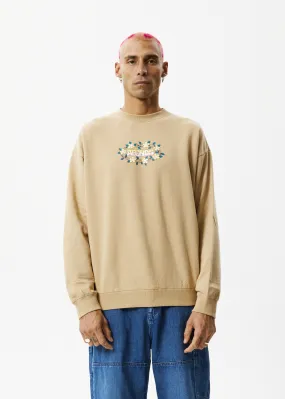 AFENDS Mens Bloom - Crew Neck Jumper - Tan