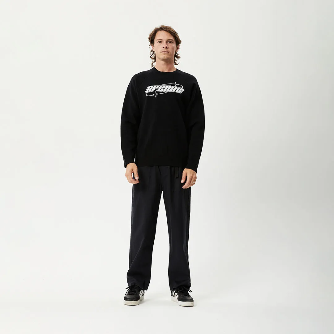 AFENDS Mens Eternal - Knit Crew Neck Jumper - Black