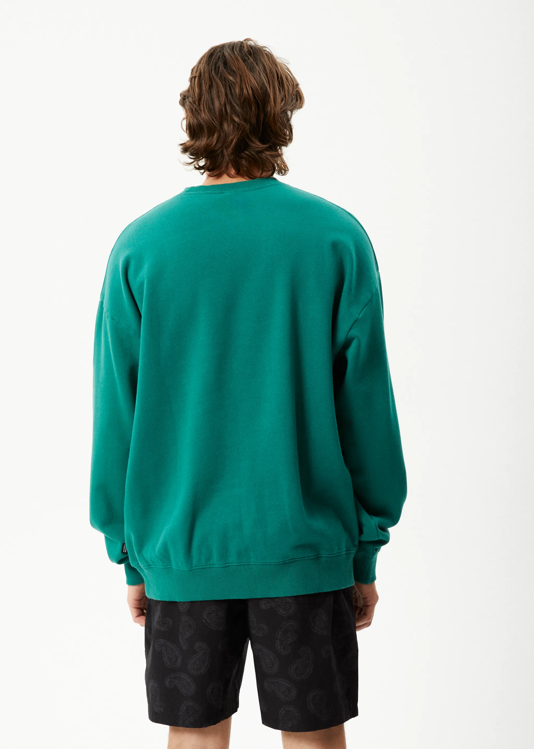 AFENDS Mens Gardener - Crew Neck Jumper - Emerald