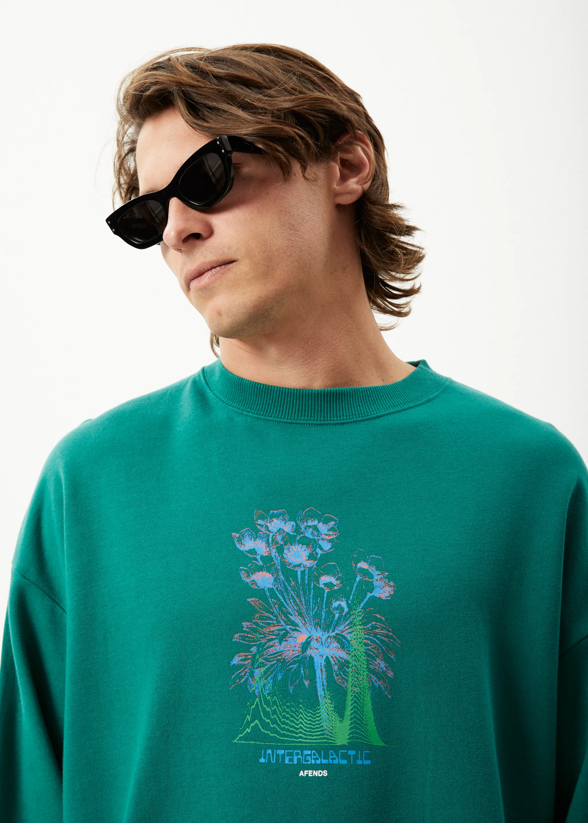 AFENDS Mens Gardener - Crew Neck Jumper - Emerald