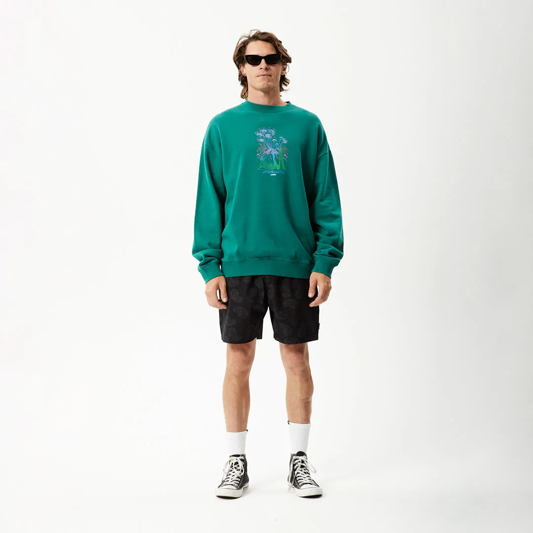 AFENDS Mens Gardener - Crew Neck Jumper - Emerald