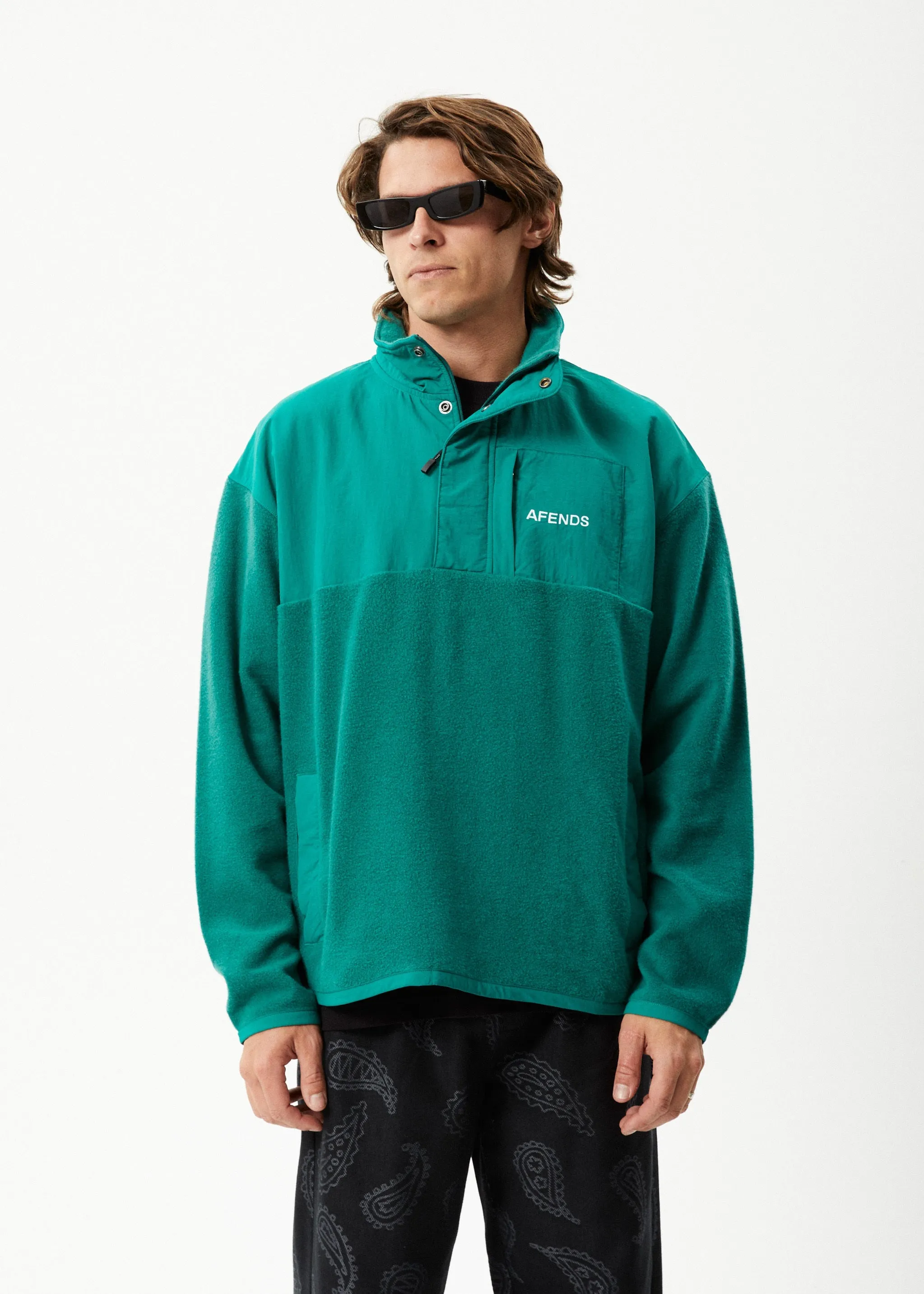 AFENDS Mens Intergalactic - Fleece Pullover - Emerald