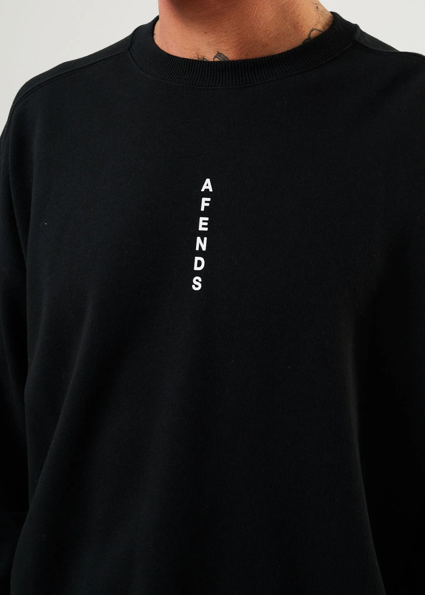 AFENDS Mens Machine - Crew Neck Jumper - Black