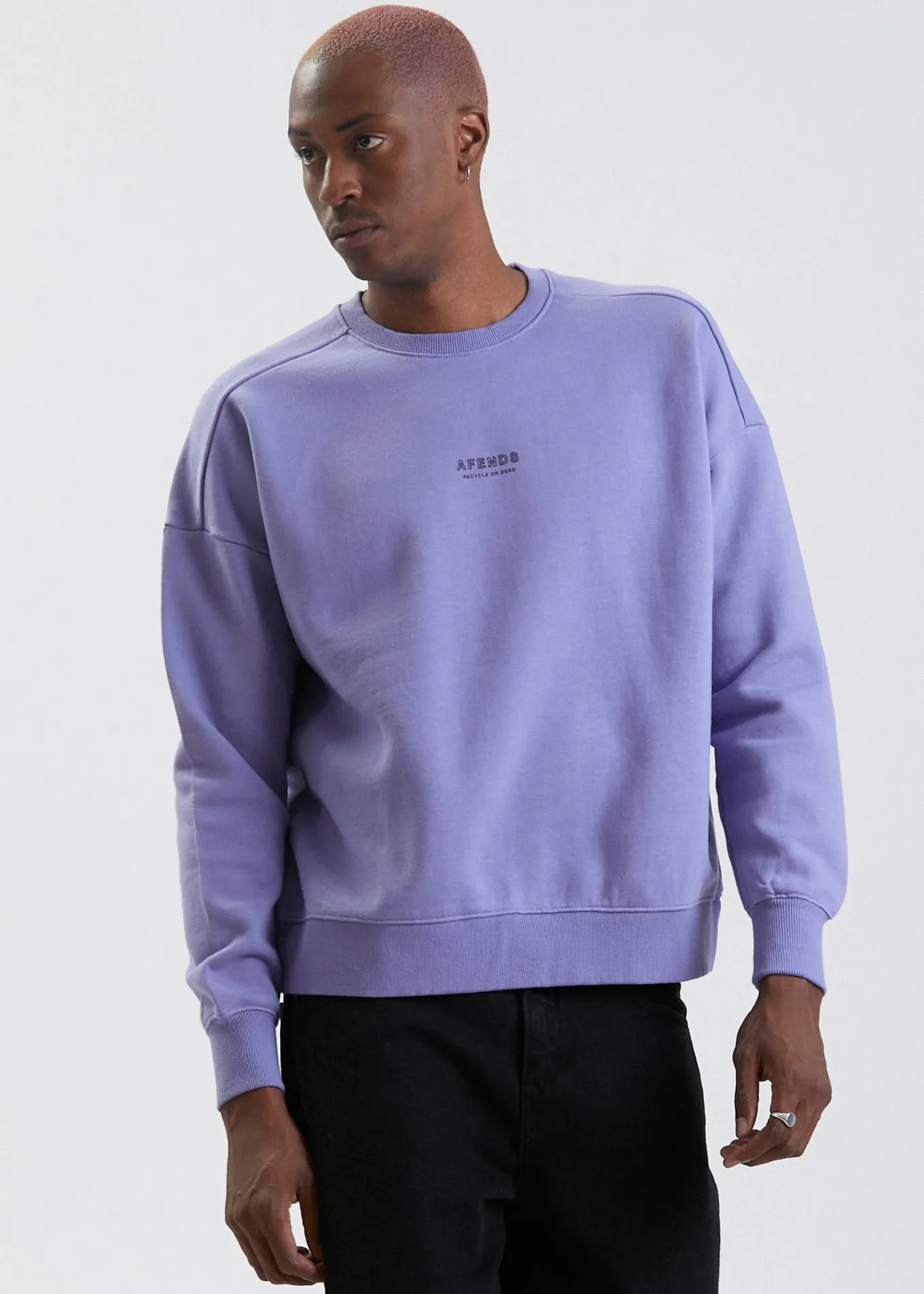 Afends Mens Misprint - Recycled Crew Neck Jumper  - Violet