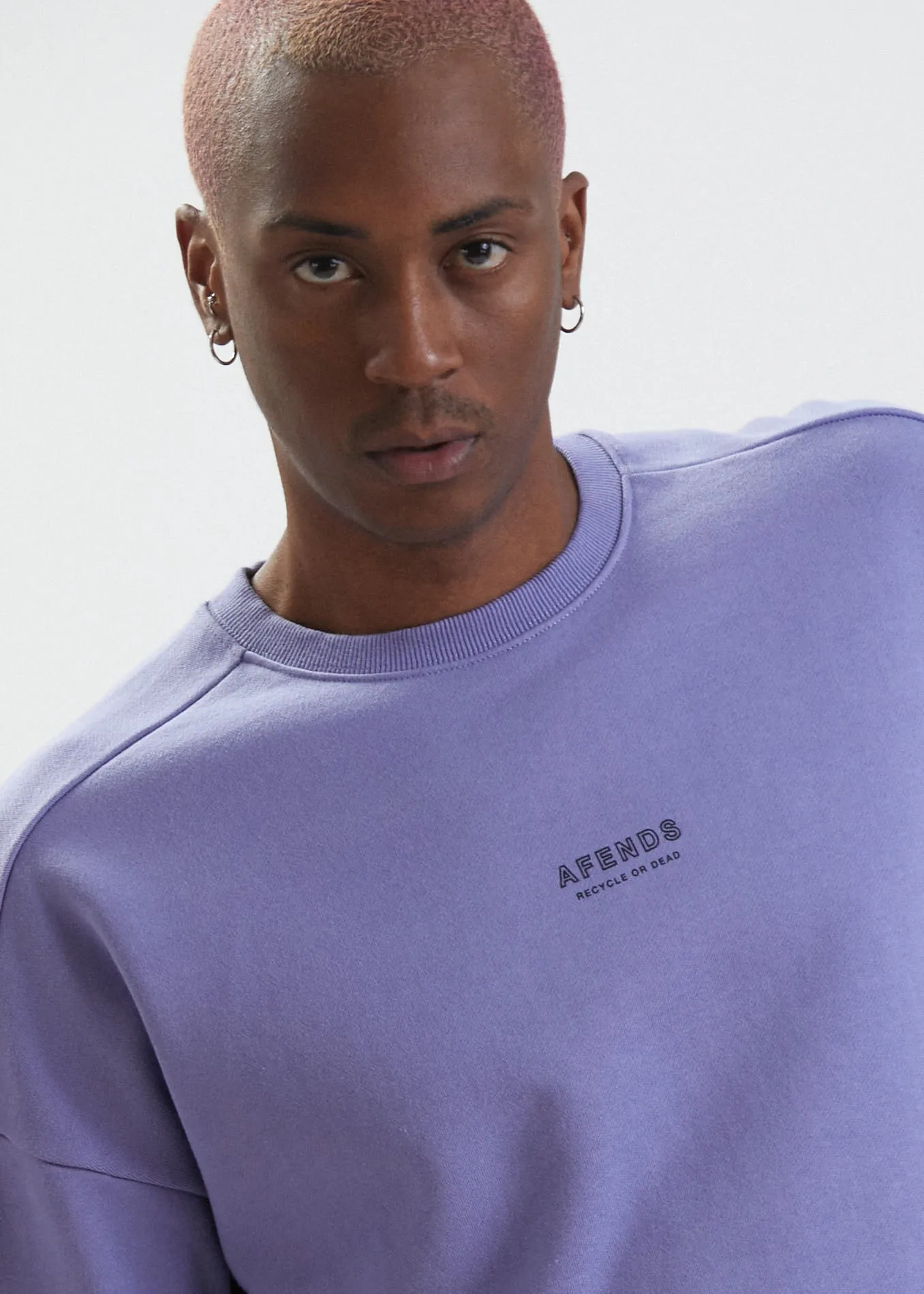 Afends Mens Misprint - Recycled Crew Neck Jumper  - Violet