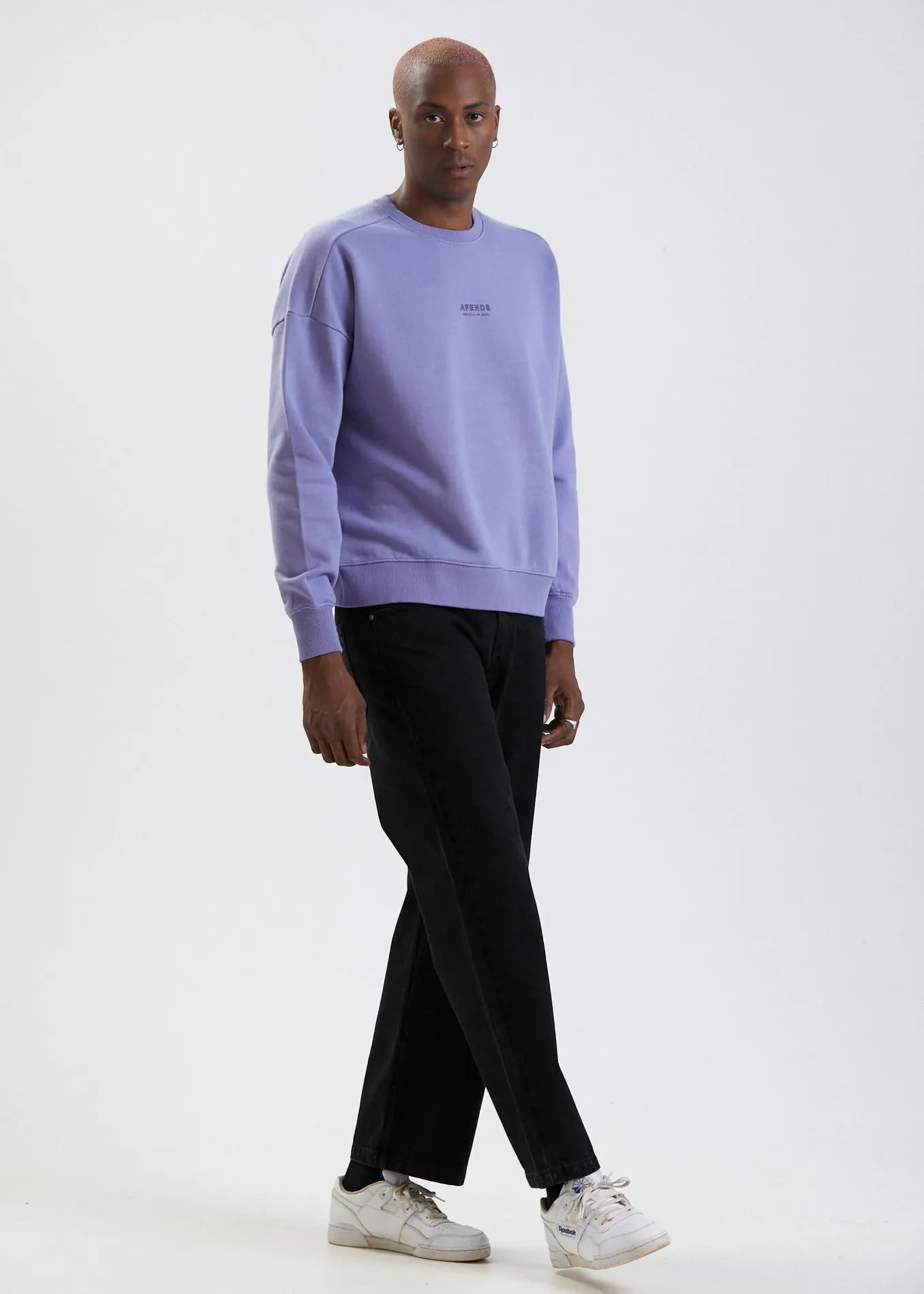 Afends Mens Misprint - Recycled Crew Neck Jumper  - Violet