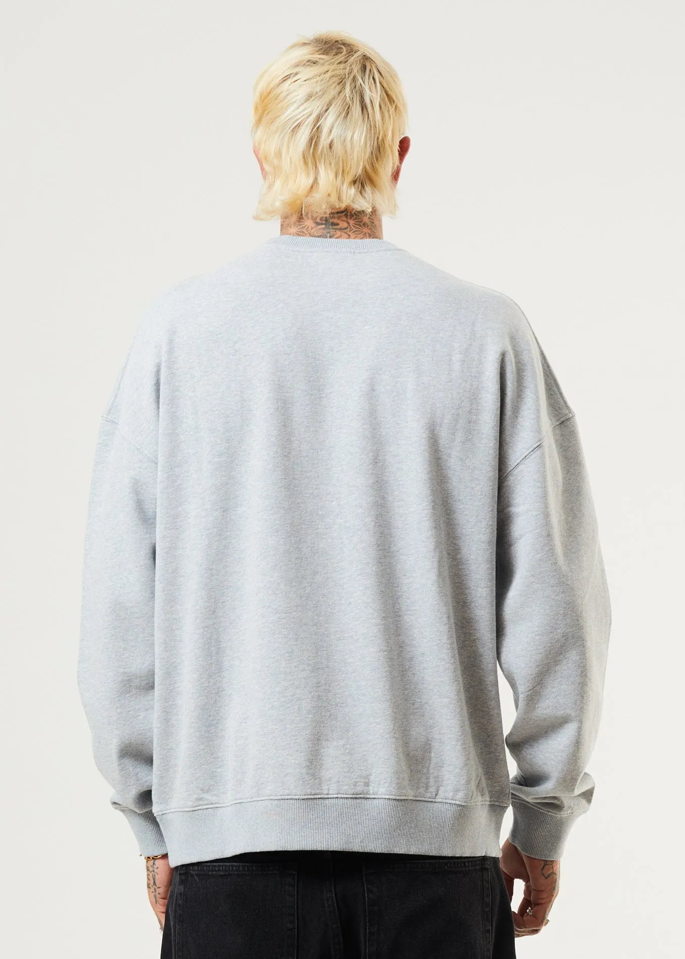 Afends Mens Sativa - Hemp Crew Neck Jumper - Shadow Grey Marle