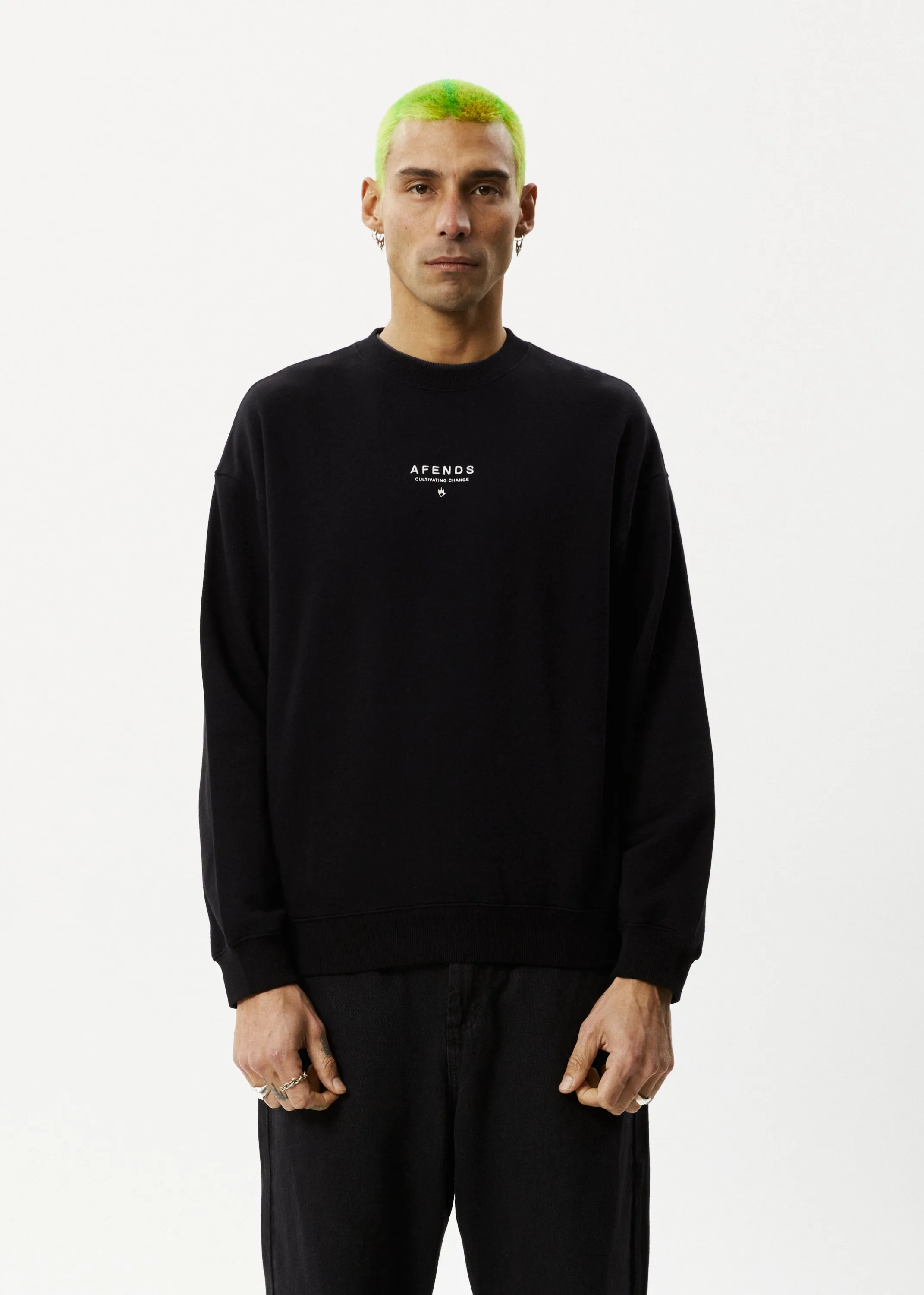 AFENDS Mens Space - Crew Neck - Black