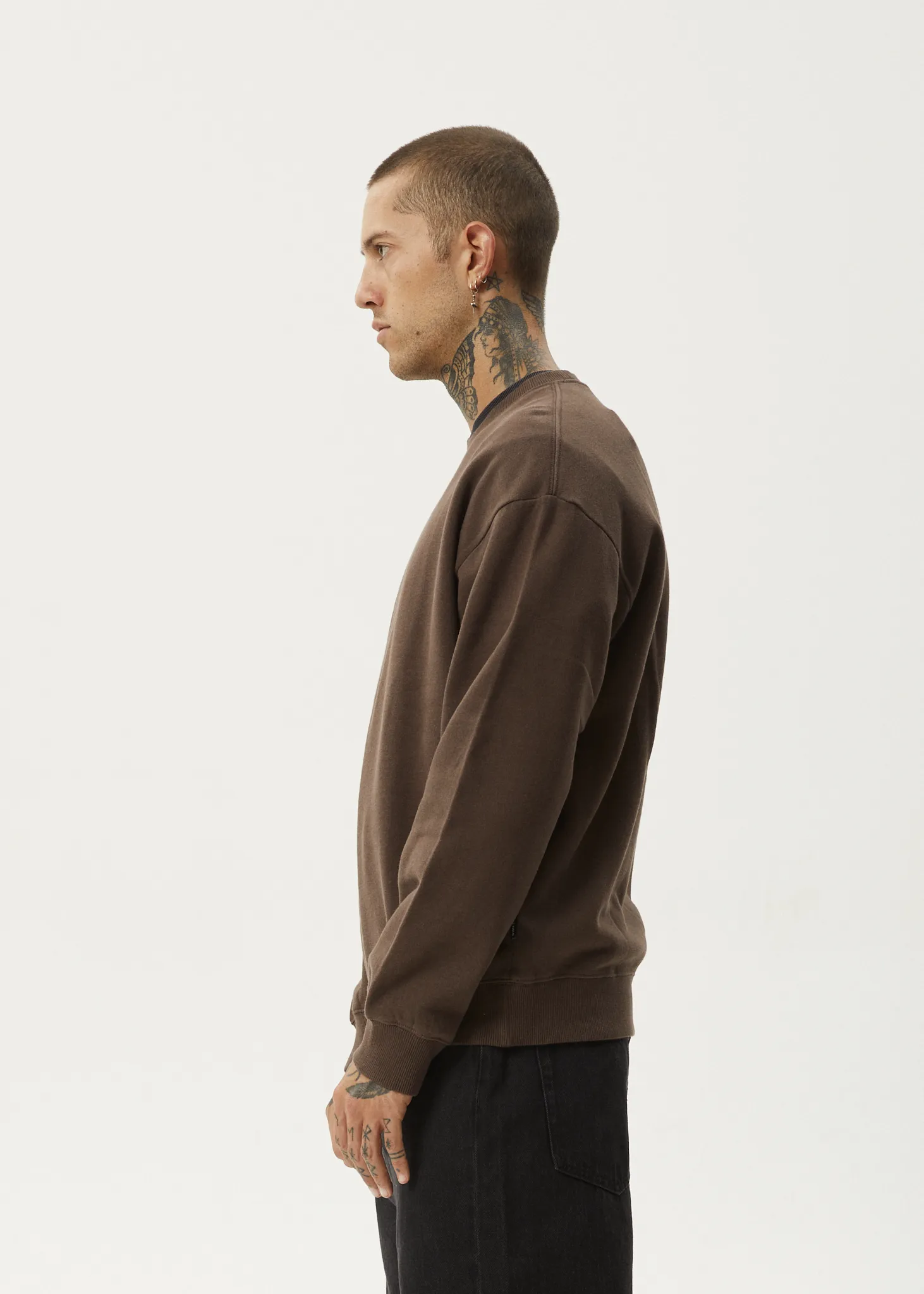 AFENDS Mens Space - Crew Neck - Coffee