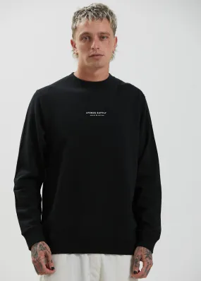 Afends Mens Supply - Recycled Crew Neck Jumper - Black