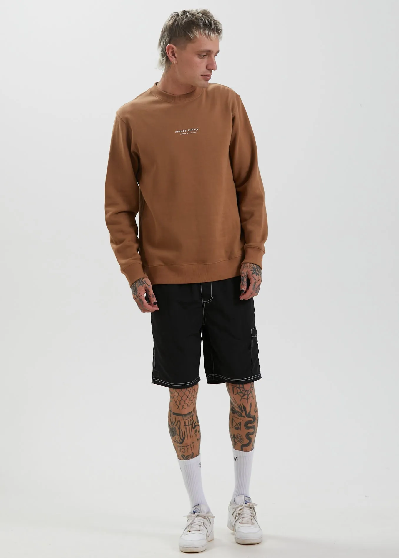 Afends Mens Supply - Recycled Crew Neck Jumper - Camel