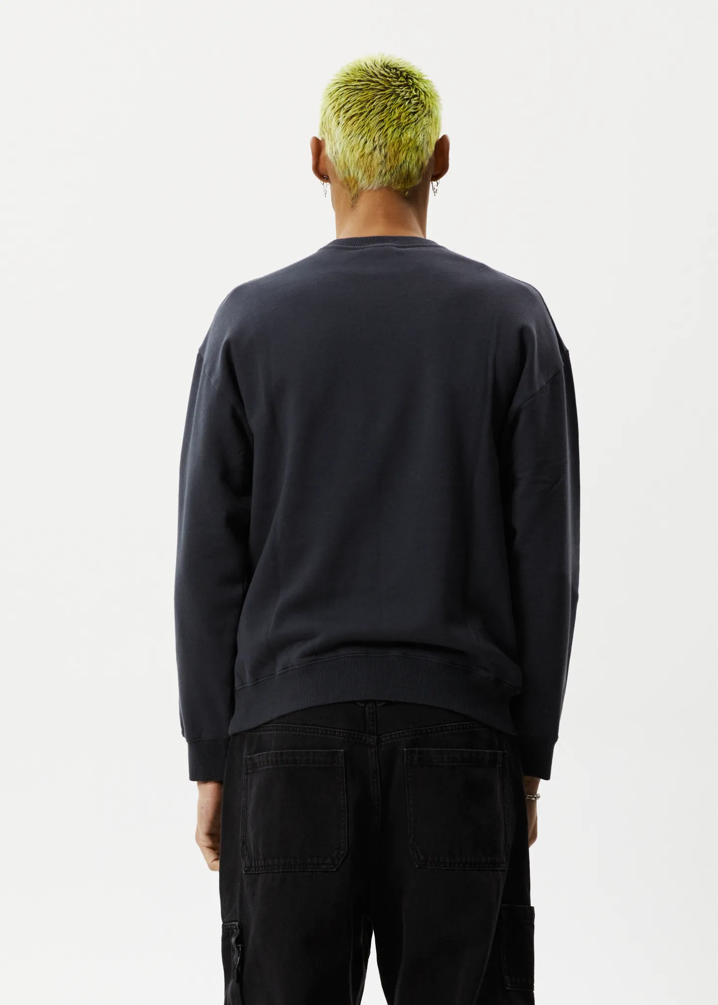 AFENDS Mens Vinyl - Crew Neck Jumper - Charcoal