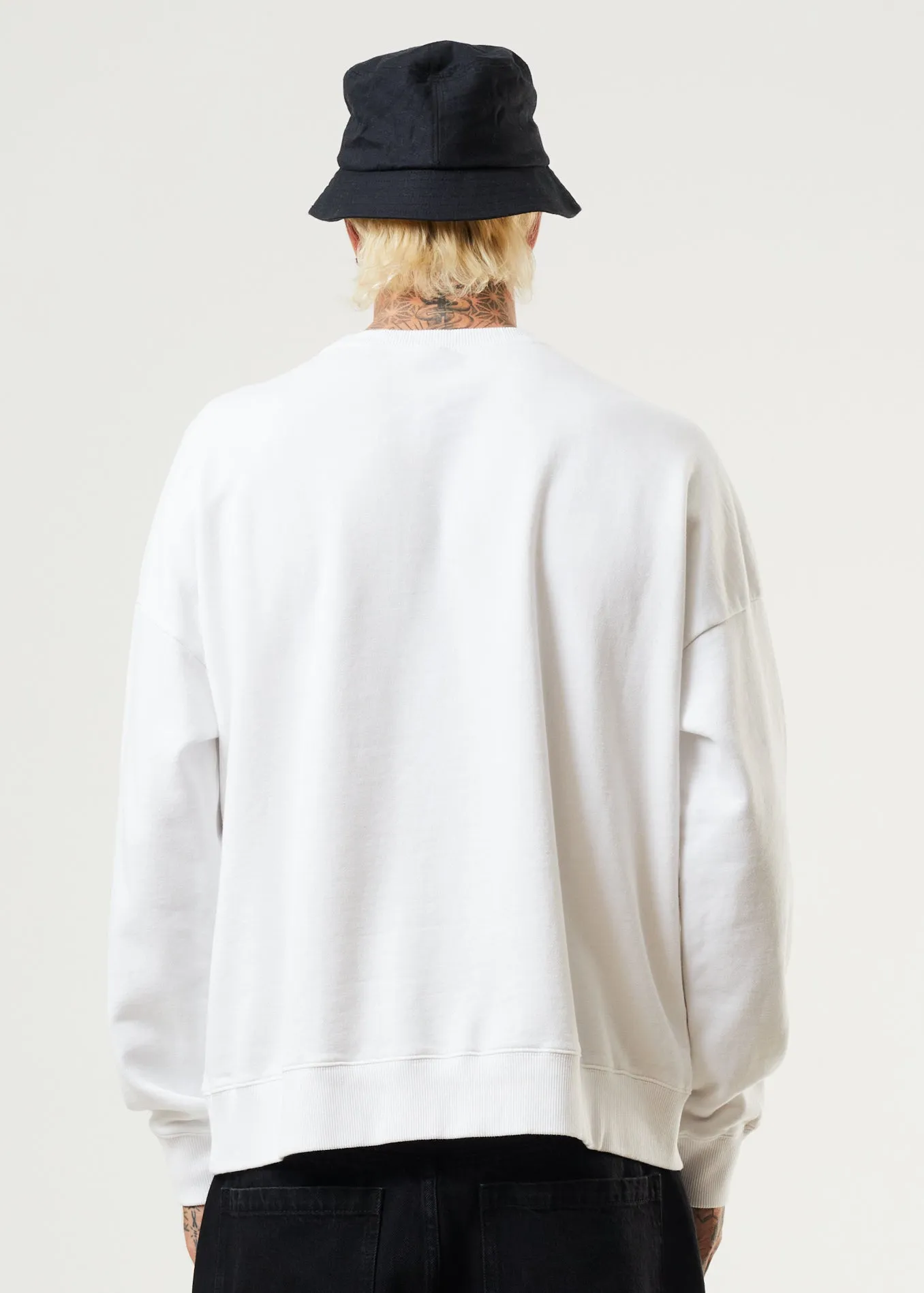 Afends Mens Wahzoo - Recycled Crew Neck Jumper - White