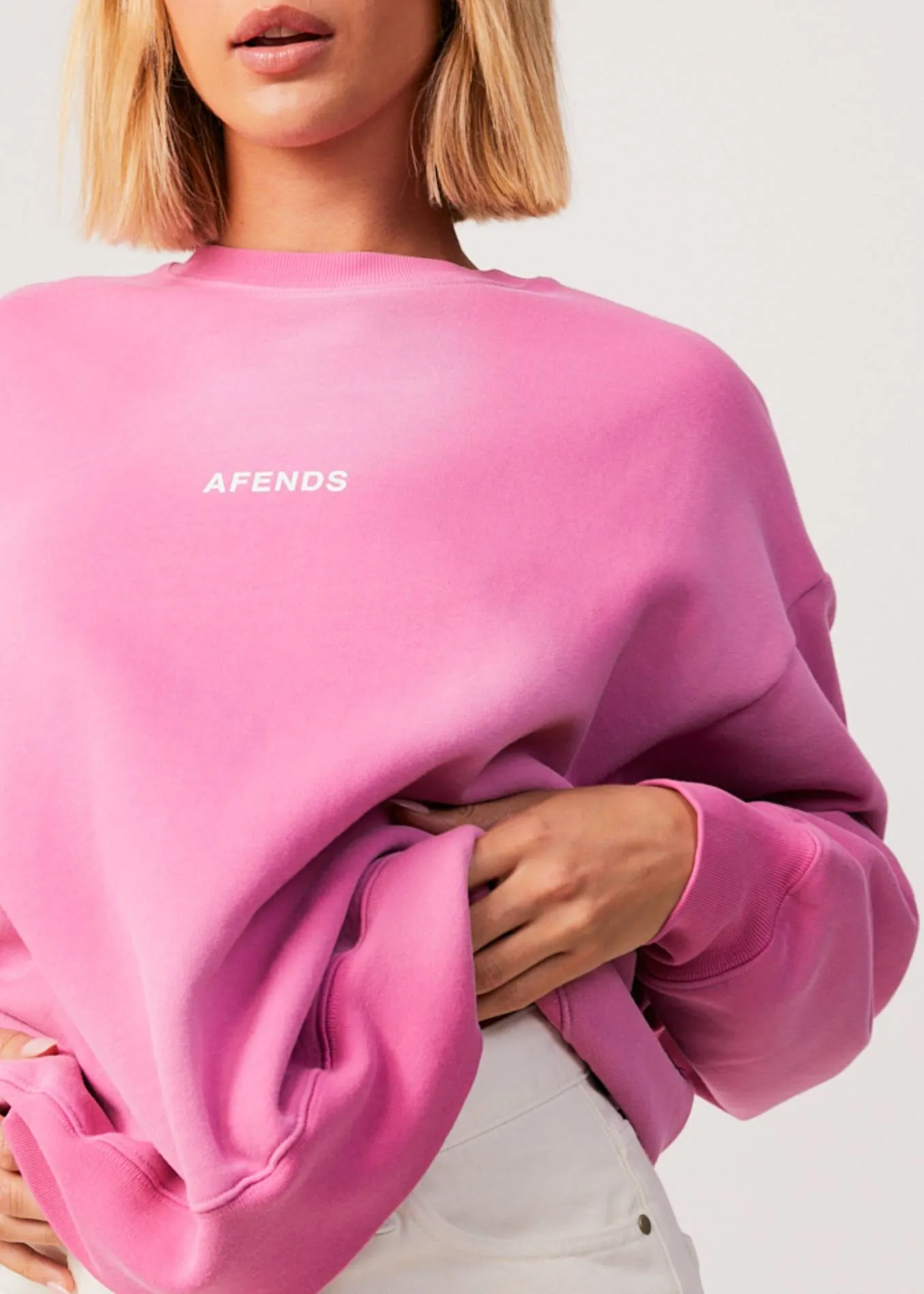 AFENDS Womens Boundless - Crew Neck Jumper - Bubblegum