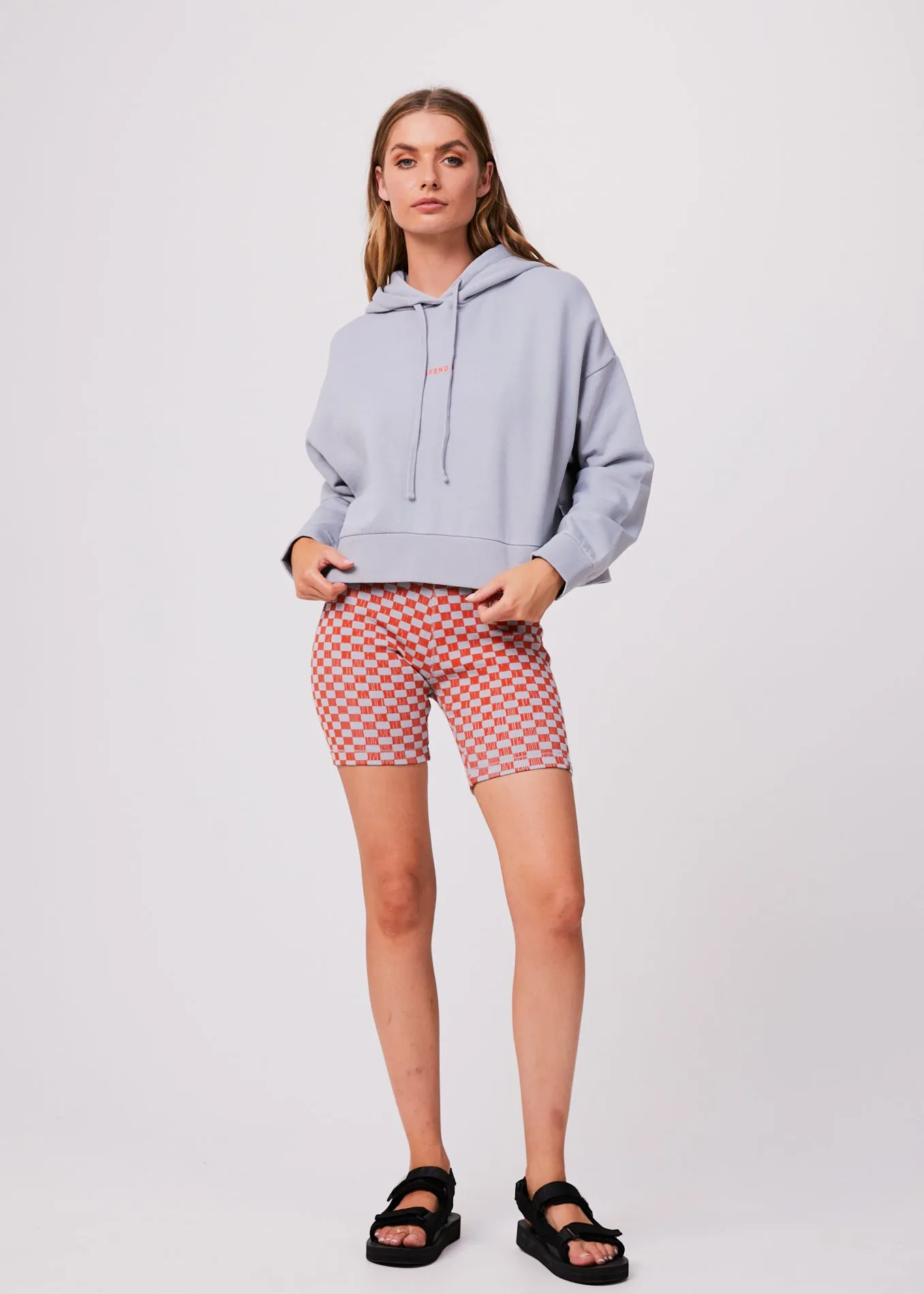 AFENDS Womens Carvings - Cropped Hoodie - Grey