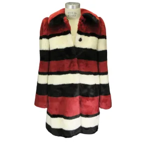 Alice   Olivia Red / White / Black Olivia Faux Fur Coat