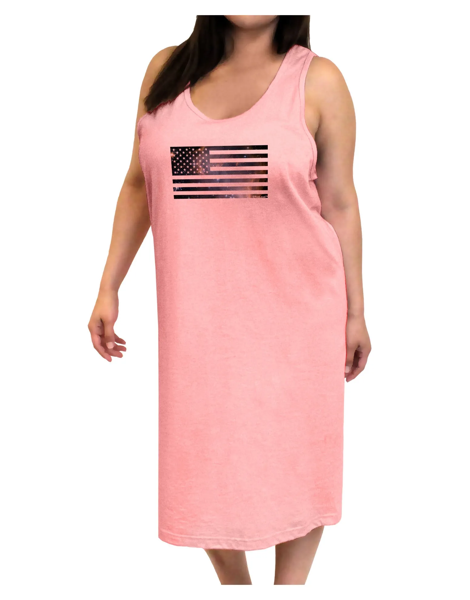 American Flag Galaxy Adult Tank Top Dress Night Shirt by TooLoud