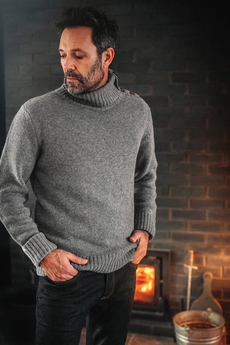 &SONS Ahab Submariner Rollneck Jumper Grey