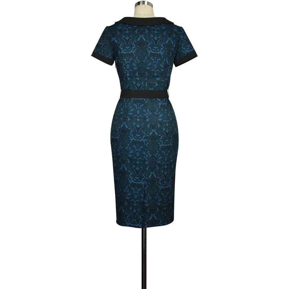 Anna Wiggle Dress in Blue Print