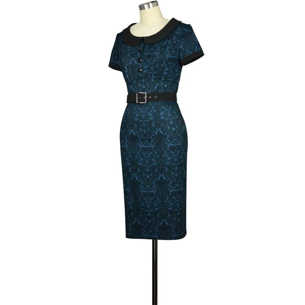 Anna Wiggle Dress in Blue Print