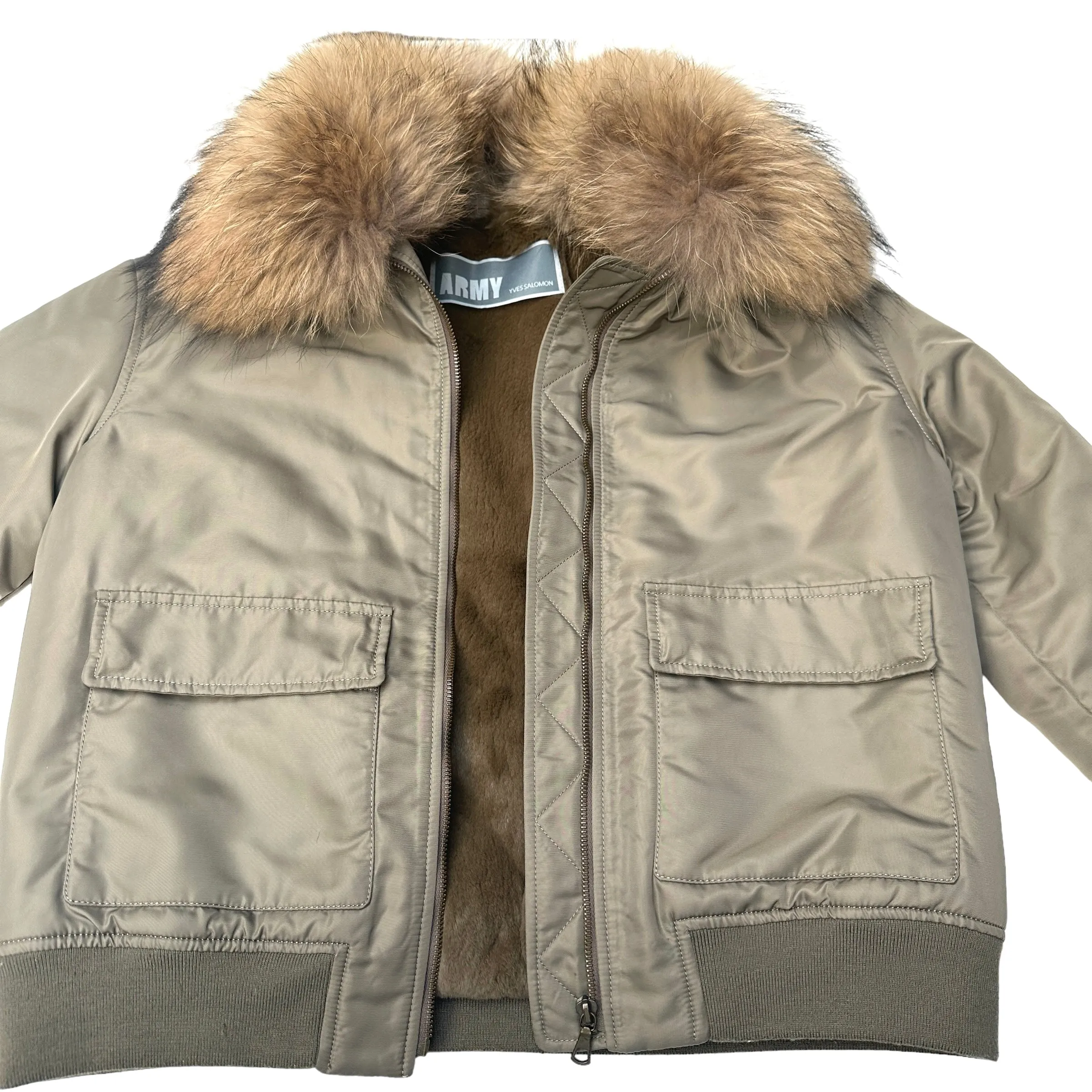 Army Kaki Jacket w/Fur - S