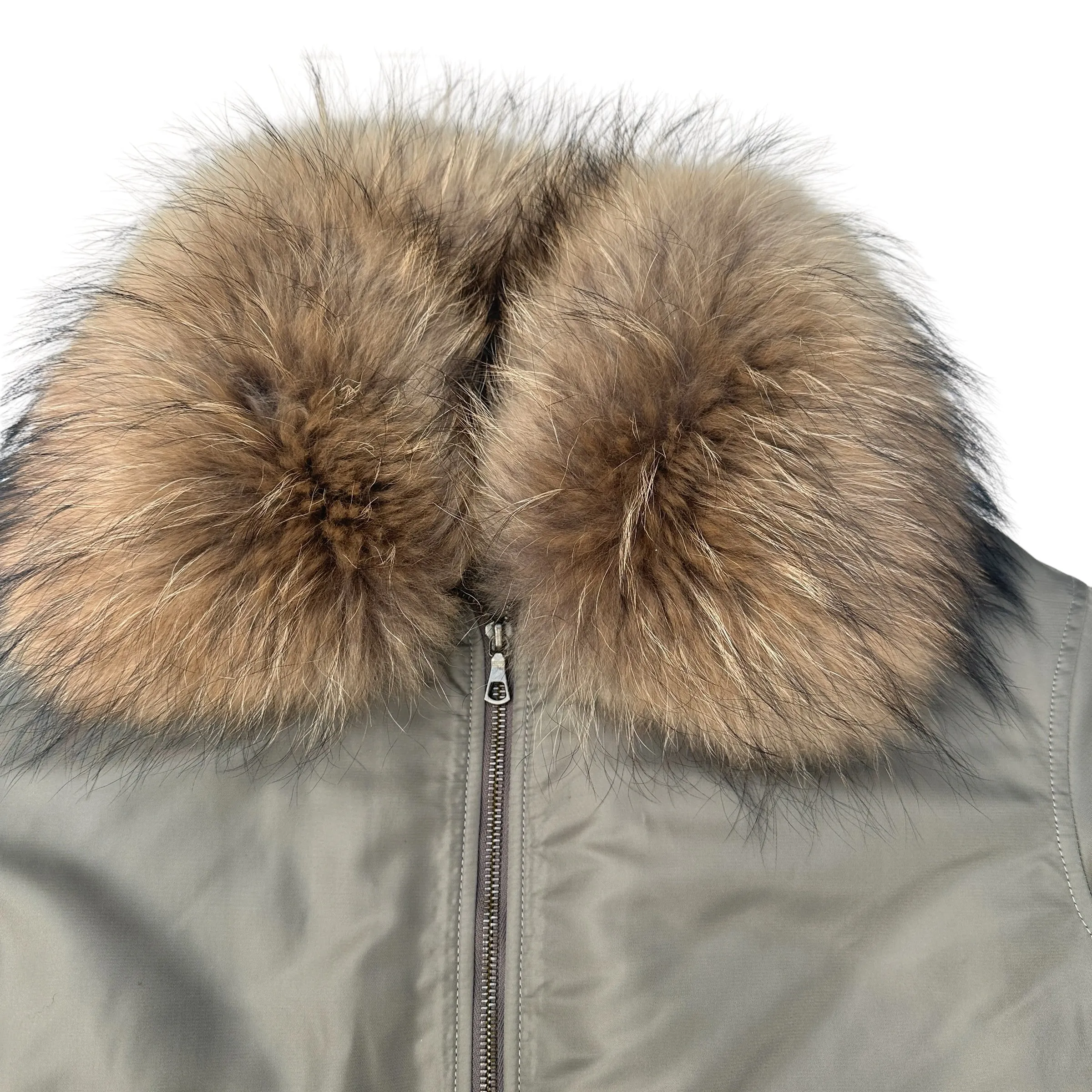 Army Kaki Jacket w/Fur - S