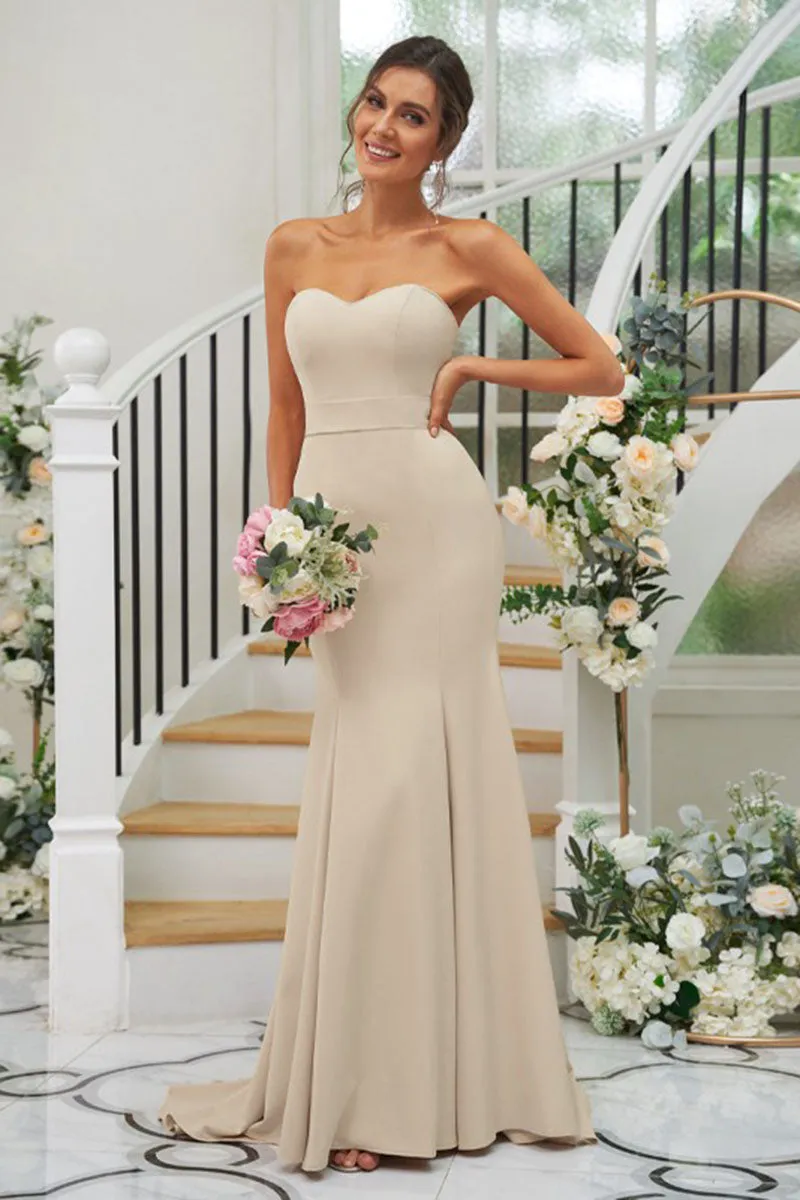 B4060 - Sweetheart Strapless Sleeveless Satin Mermaid Bridesmaid Dress