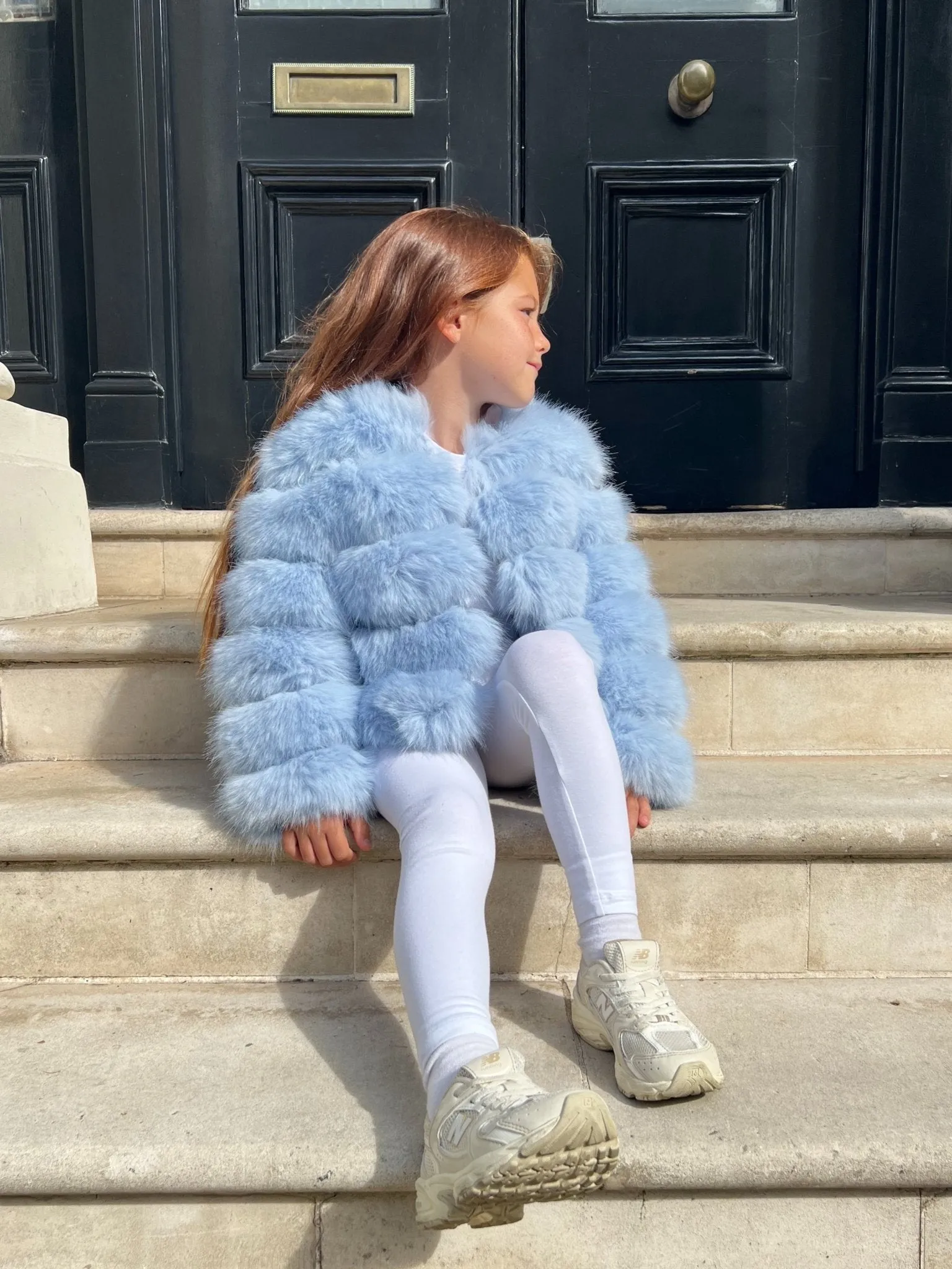 Baby Blue Childrens Faux Fur Coat