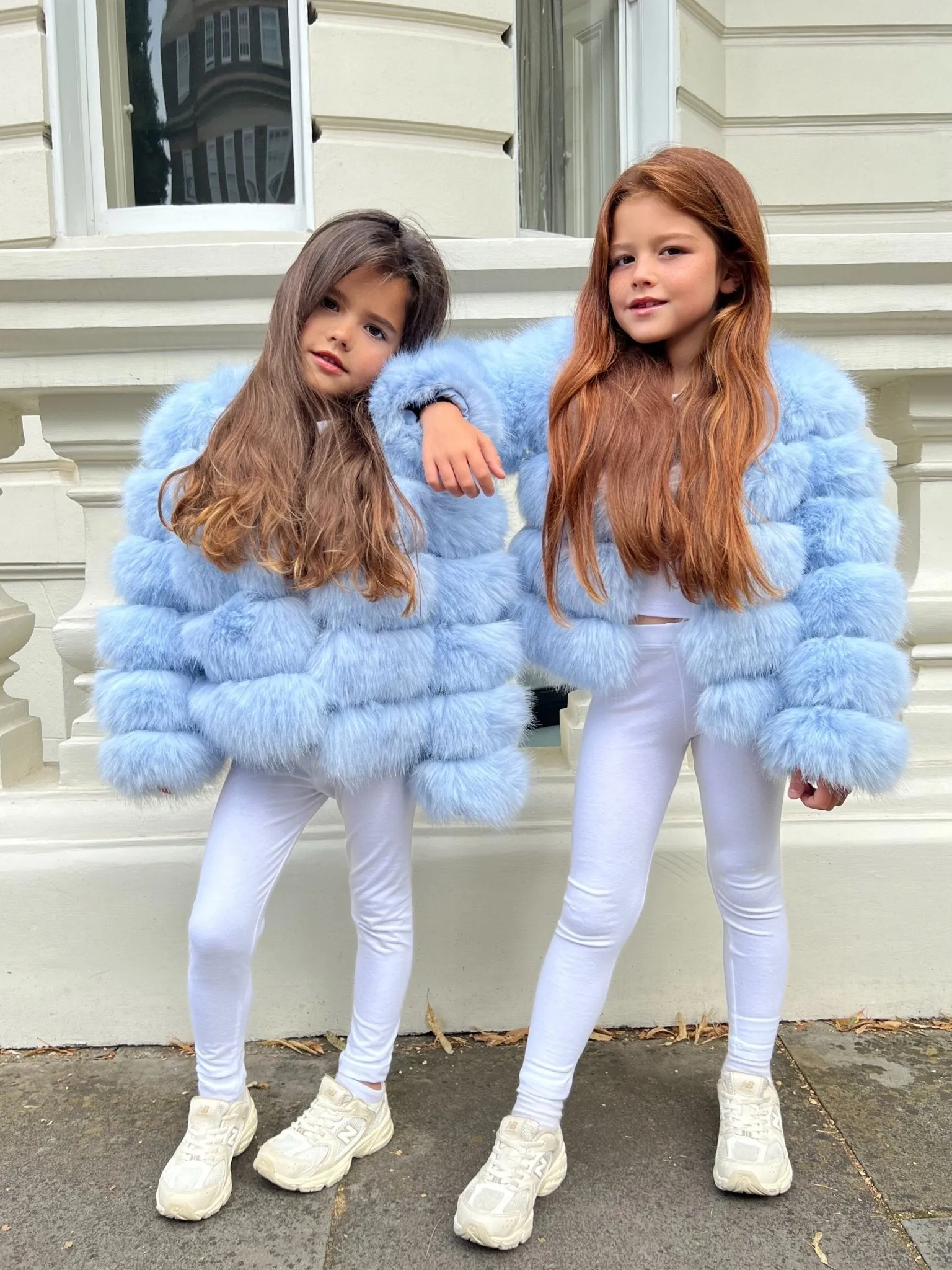 Baby Blue Childrens Faux Fur Coat