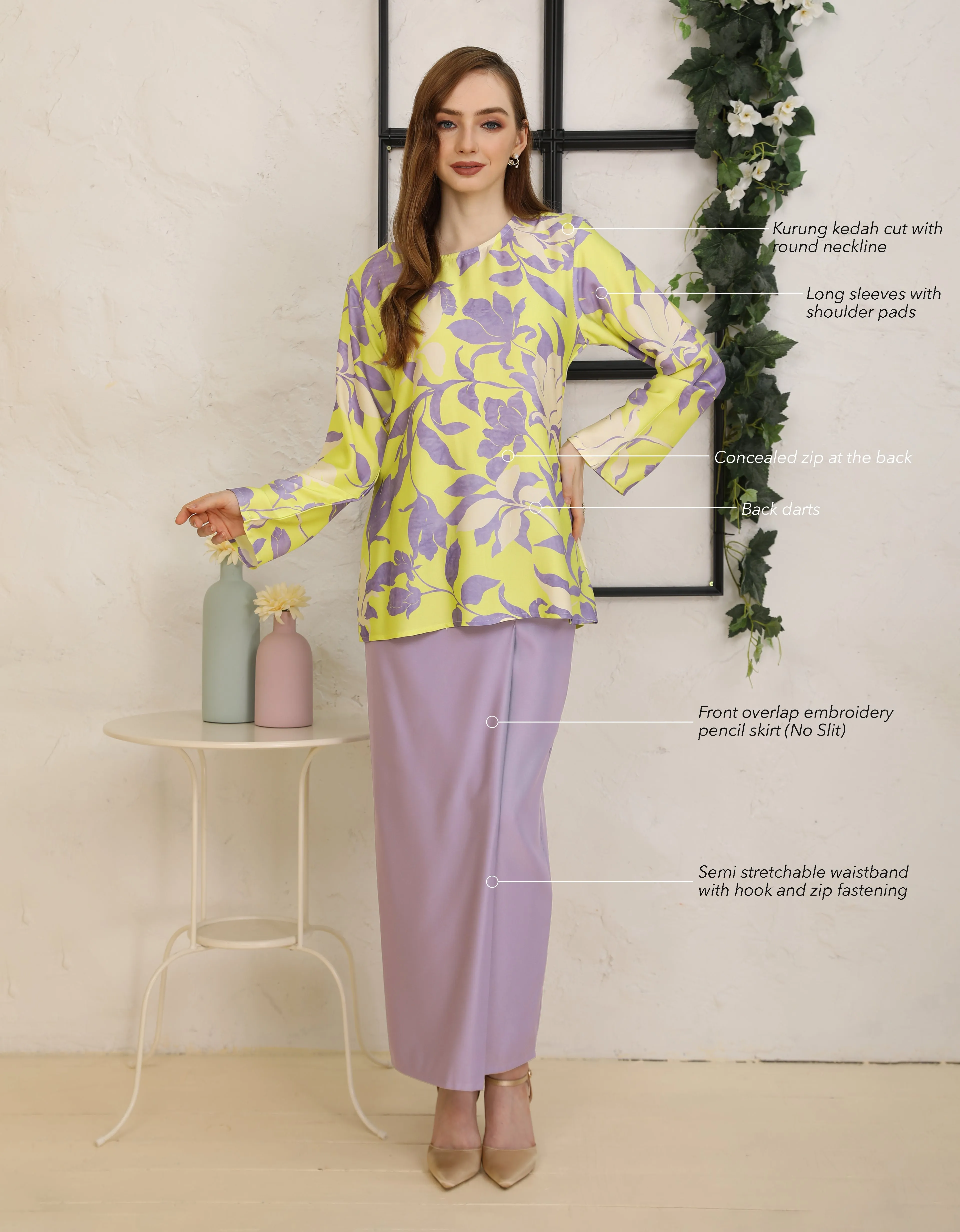 BAJU KURUNG KEDAH JESLYN (LILAC)