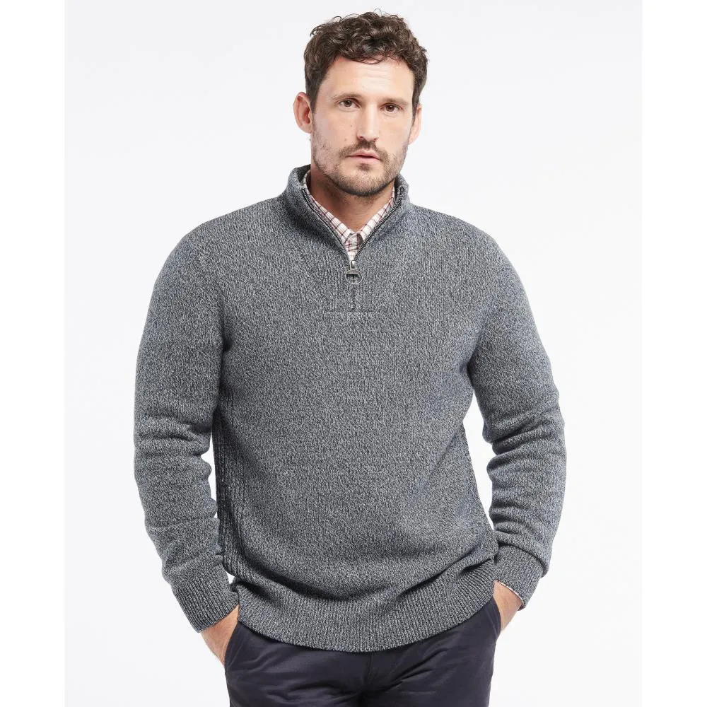 Barbour Cotton Twist Nelson Half Zip Mens Jumper - Navy