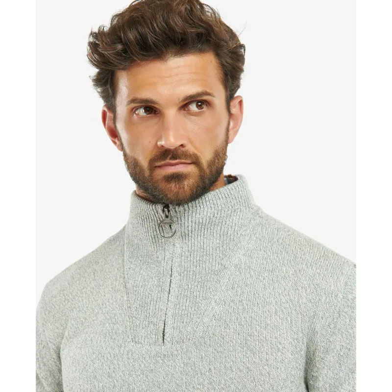 Barbour Cotton Twist Nelson Half Zip Mens Jumper - Oyster