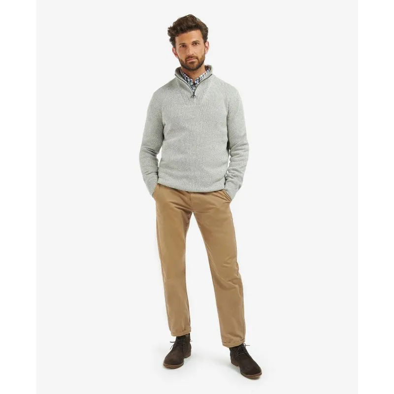 Barbour Cotton Twist Nelson Half Zip Mens Jumper - Oyster