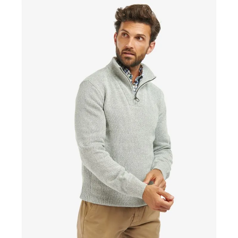 Barbour Cotton Twist Nelson Half Zip Mens Jumper - Oyster