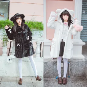 Bear Ears Hoodie Paws Sleeve Fur Coat SD00261