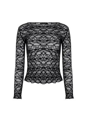 Black Lace Long Sleeve Top