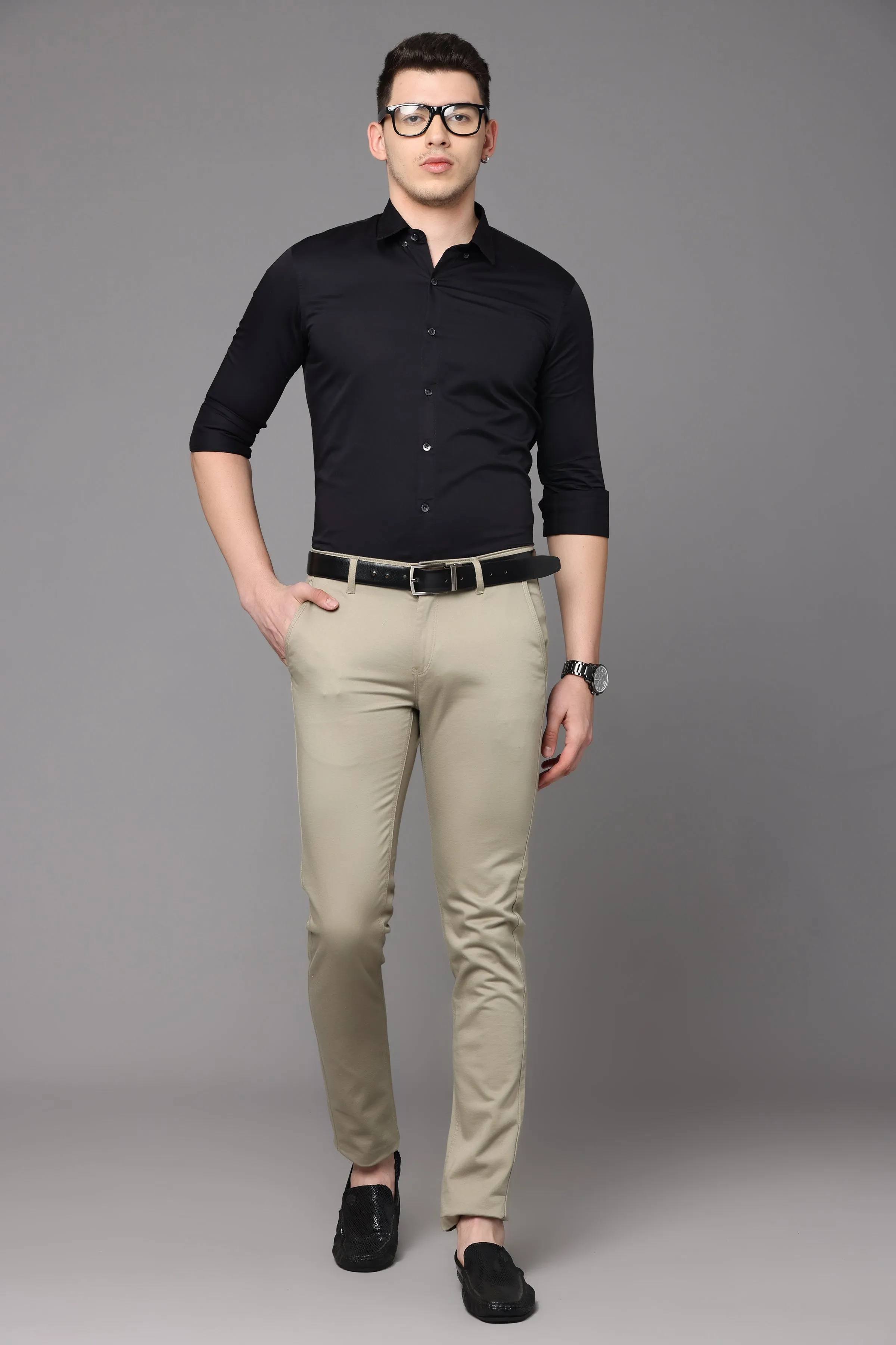 Black Plain Slim Fit Shirt