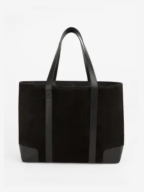 Black suede tote bag