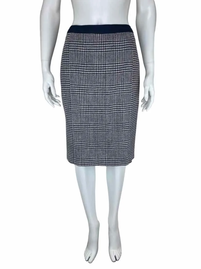 Boden, Women's British Tweed Houndstooth Skirt, Navy/Ivory, Size 8