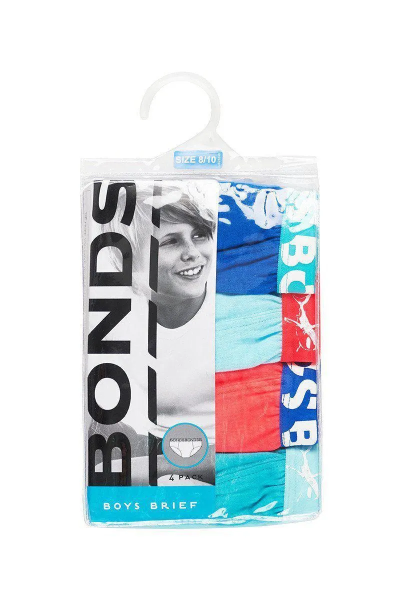 Bonds Boys Fun Pack Brief 4 Pack - Red/Blue