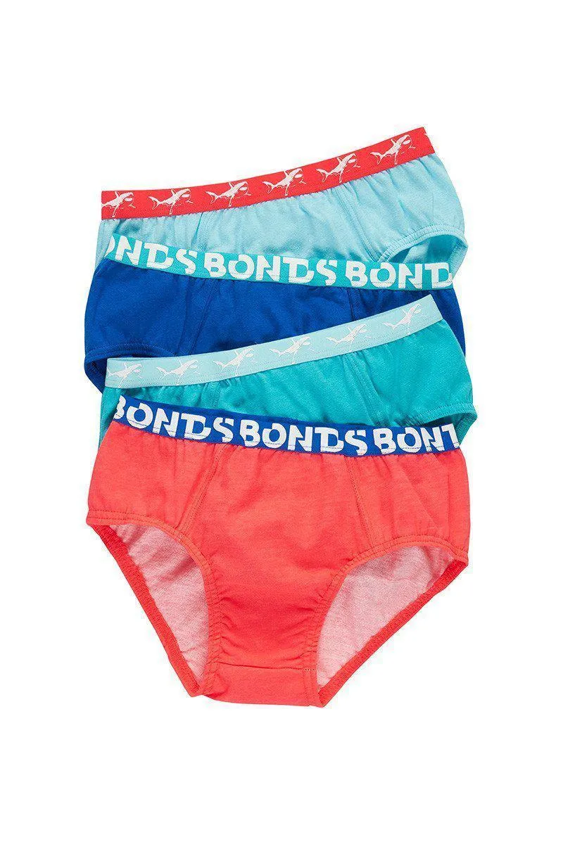 Bonds Boys Fun Pack Brief 4 Pack - Red/Blue