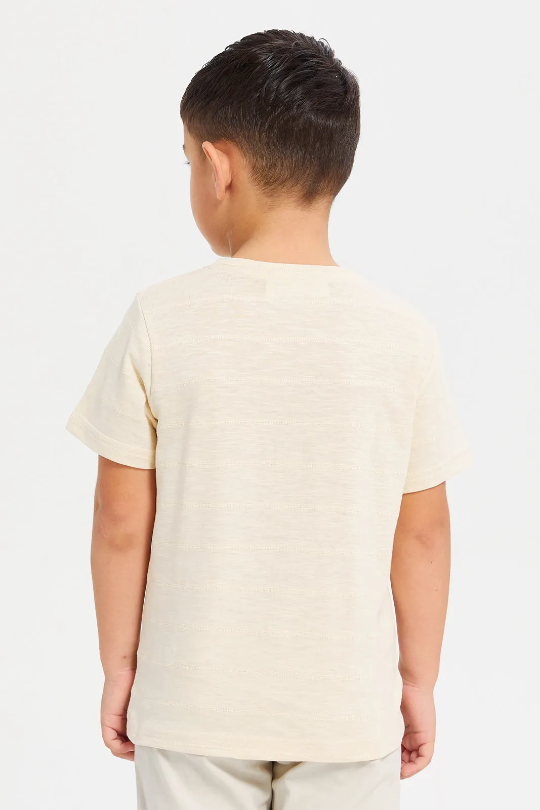 Boys Beige Jacquard T-Shirt